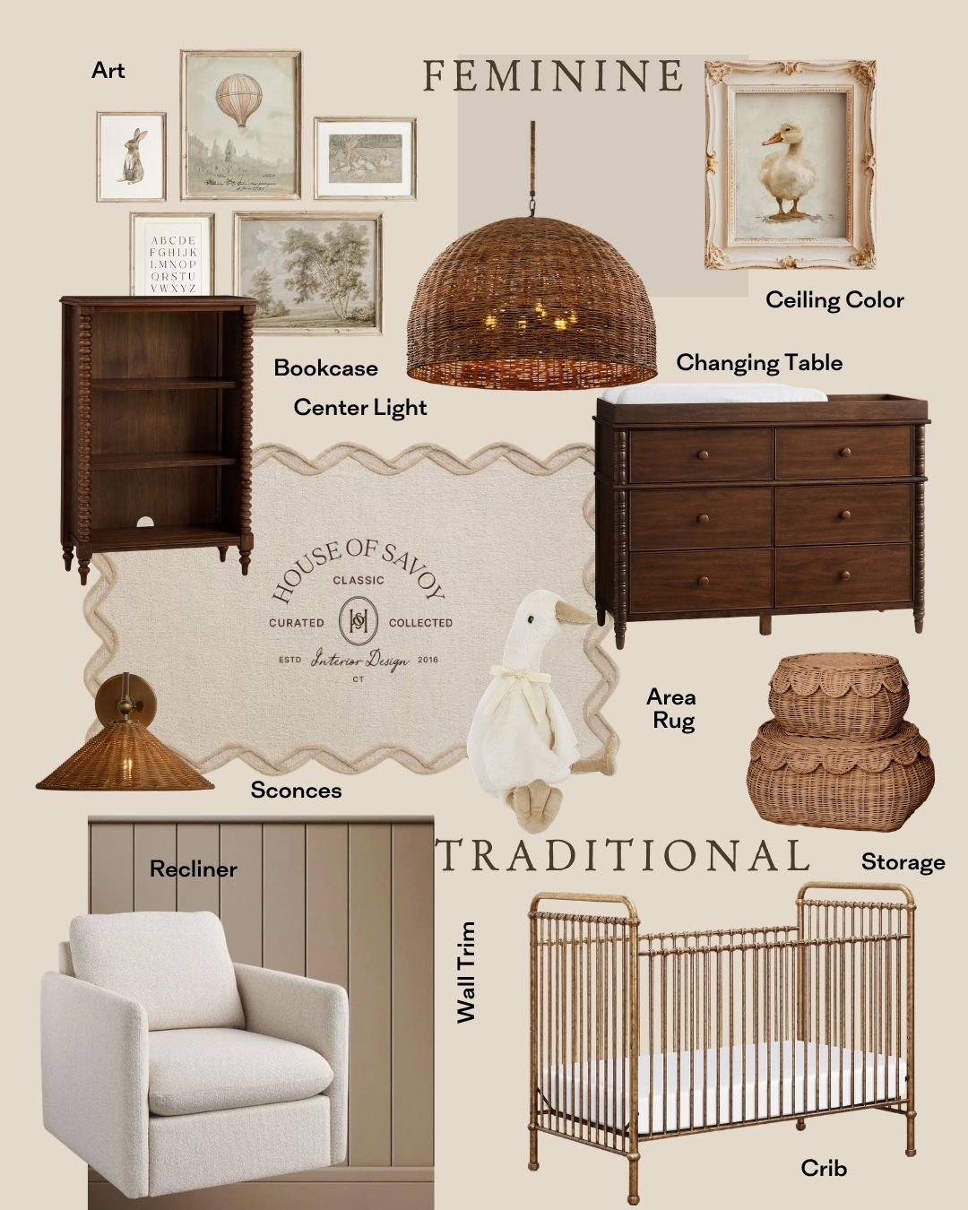 Nursery Concept Board in Wilton, CT | House of Savoy, Interior Designer